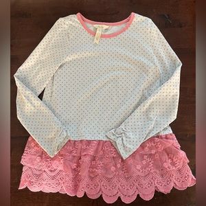 Matilda Jane Long Sleeve Polka Dot & Lace Top
